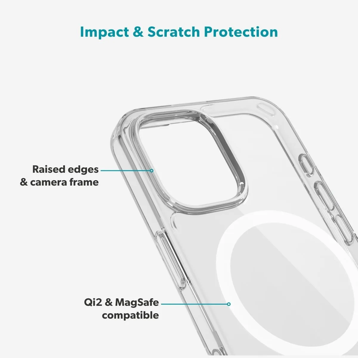 Epico Hero Mag+ Case iPhone 17 Qi2  &  MagSafe Compatible, transparent