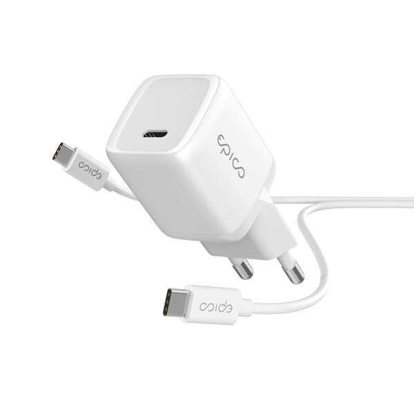 Epico 30W PD laturipaketti 1.2m USB-C to USB-C kaapelilla - valkoinen