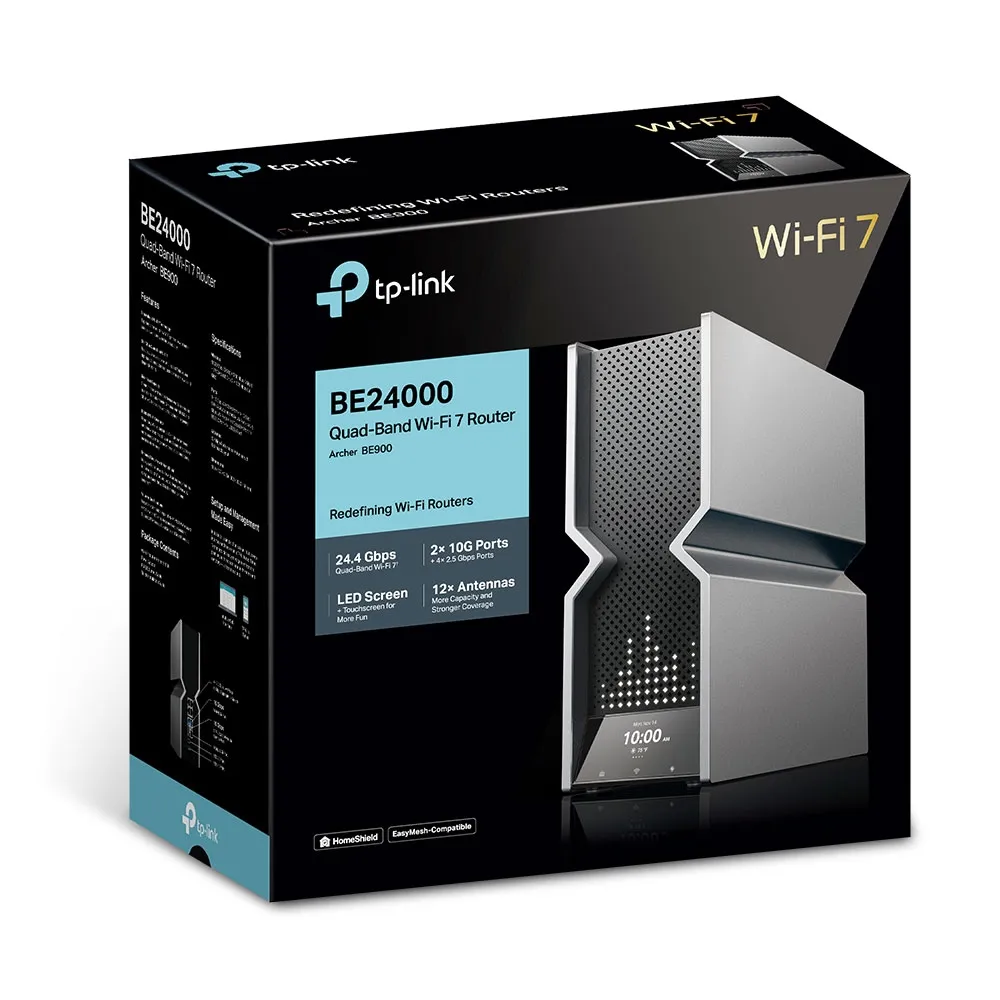 TP-Link Archer BE900 Quad-band (2.4 GHz / 5 GHz-1 / 5 GHz-2 / 6 GHz) - Wi-Fi 6 router