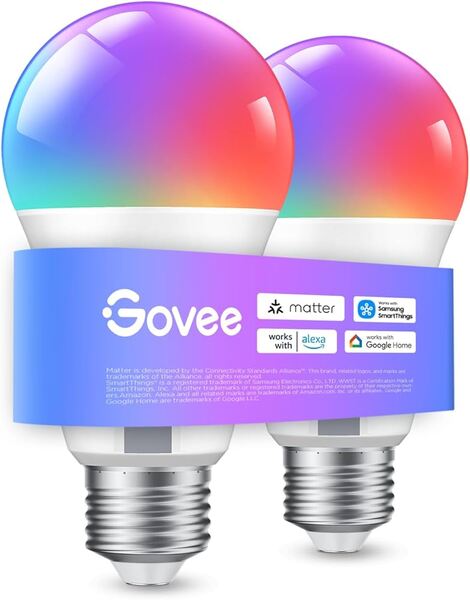 Govee Wi-Fi &amp; Bluetooth RGBWW E27 800 lumen - Smart LED-lampa, 2 st