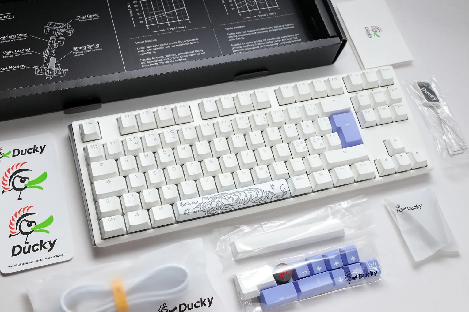 Ducky One 3 Classic Pure White TKL Cherry Brown RGB - gaming keyboard, white