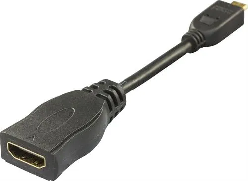 DELTACO HDMI High Speed sovitin, Micro HDMI ha - HDMI , 0,1m, musta