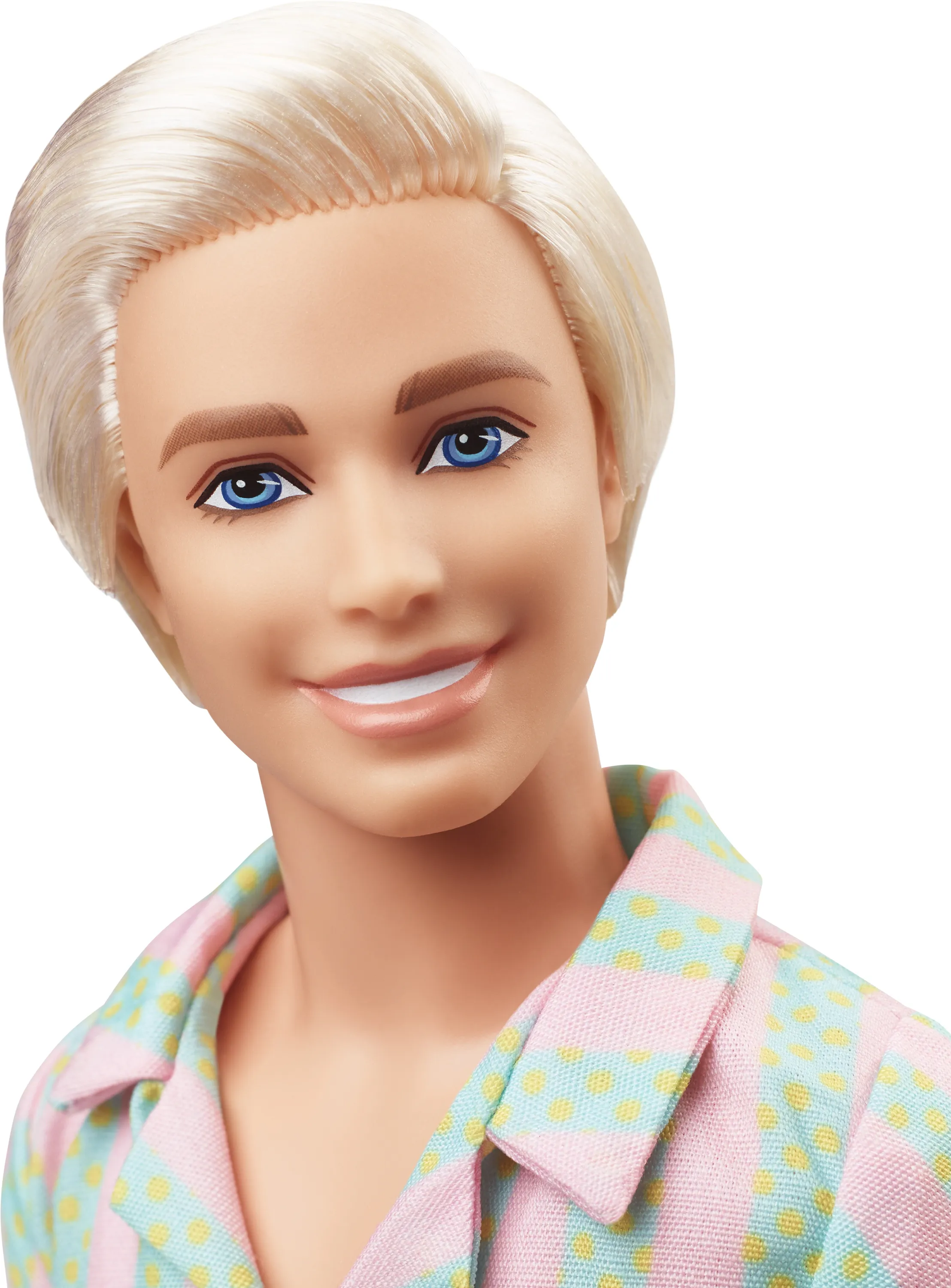Mattel Barbie Signature The Movie Ken Doll Wearing Pastel Pink and Green Striped Beach Outfit Mini-Play Figure