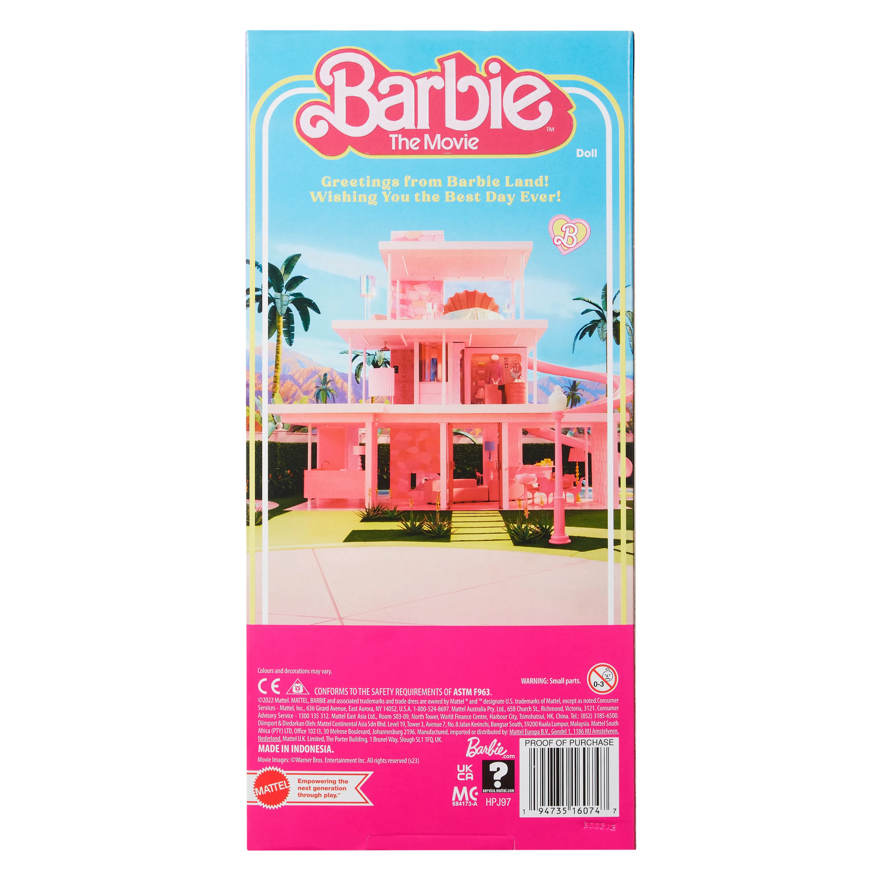 Mattel Barbie Signature The Movie Ken Doll Wearing Pastel Pink and Green Striped Beach Outfit Mini-Play Figure
