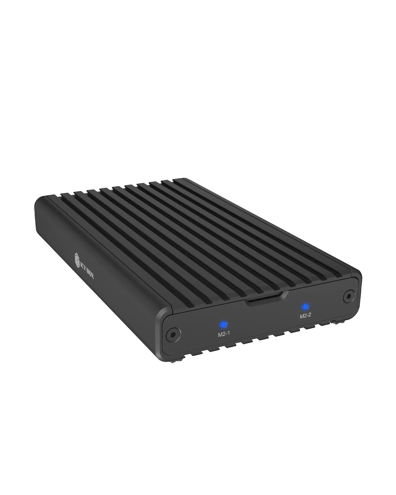ICY BOX IB-2817M-C32 M.2 NVMe SSD -kotelo, 2-paikkainen, USB 3.2 Gen 2x2, ty&ouml;kaluton, musta