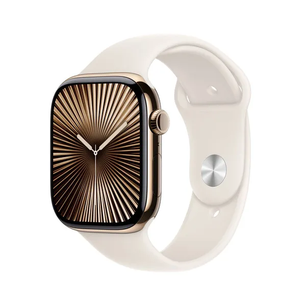 APPLE Watch Series 10 GPS + Cellular 46mm Gold Titanium Case with Starlight Sport Band - M/L