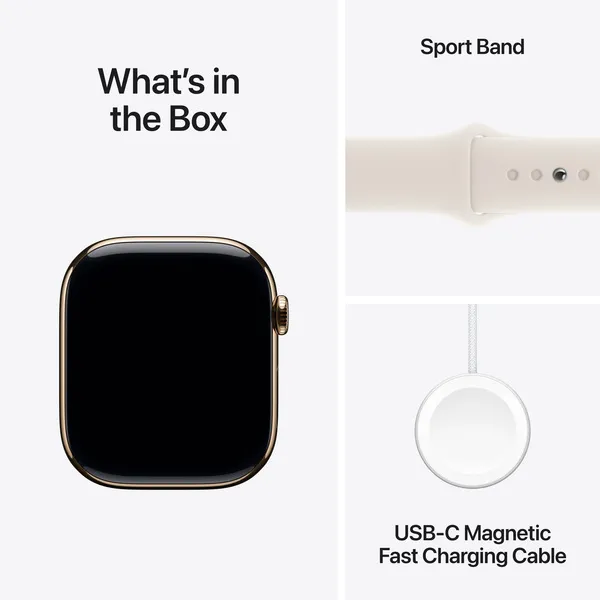 APPLE Watch Series 10 GPS + Cellular 46mm Gold Titanium Case with Starlight Sport Band - M/L