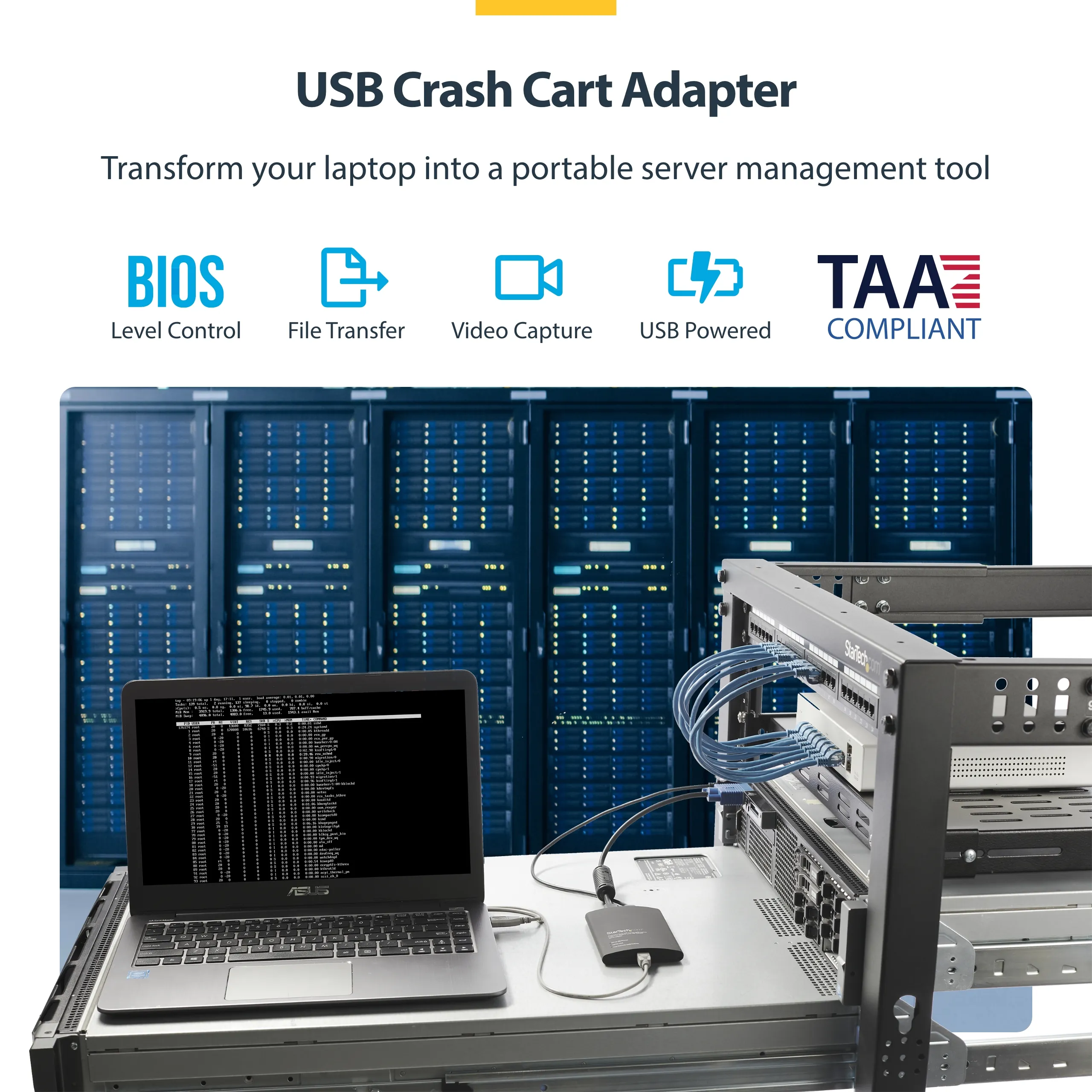 KVM Portable Crash Cart w/File Transfer