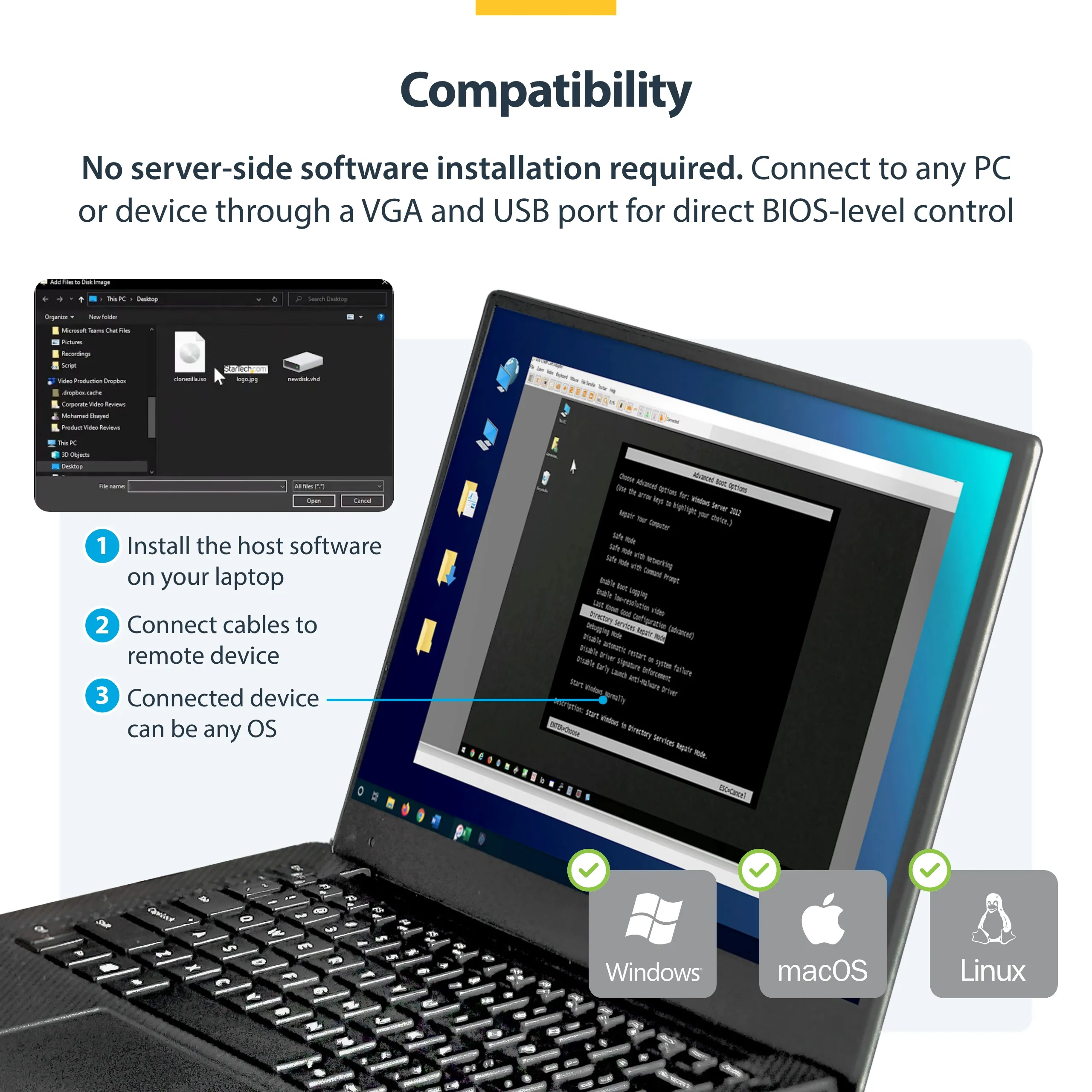 KVM Portable Crash Cart w/File Transfer