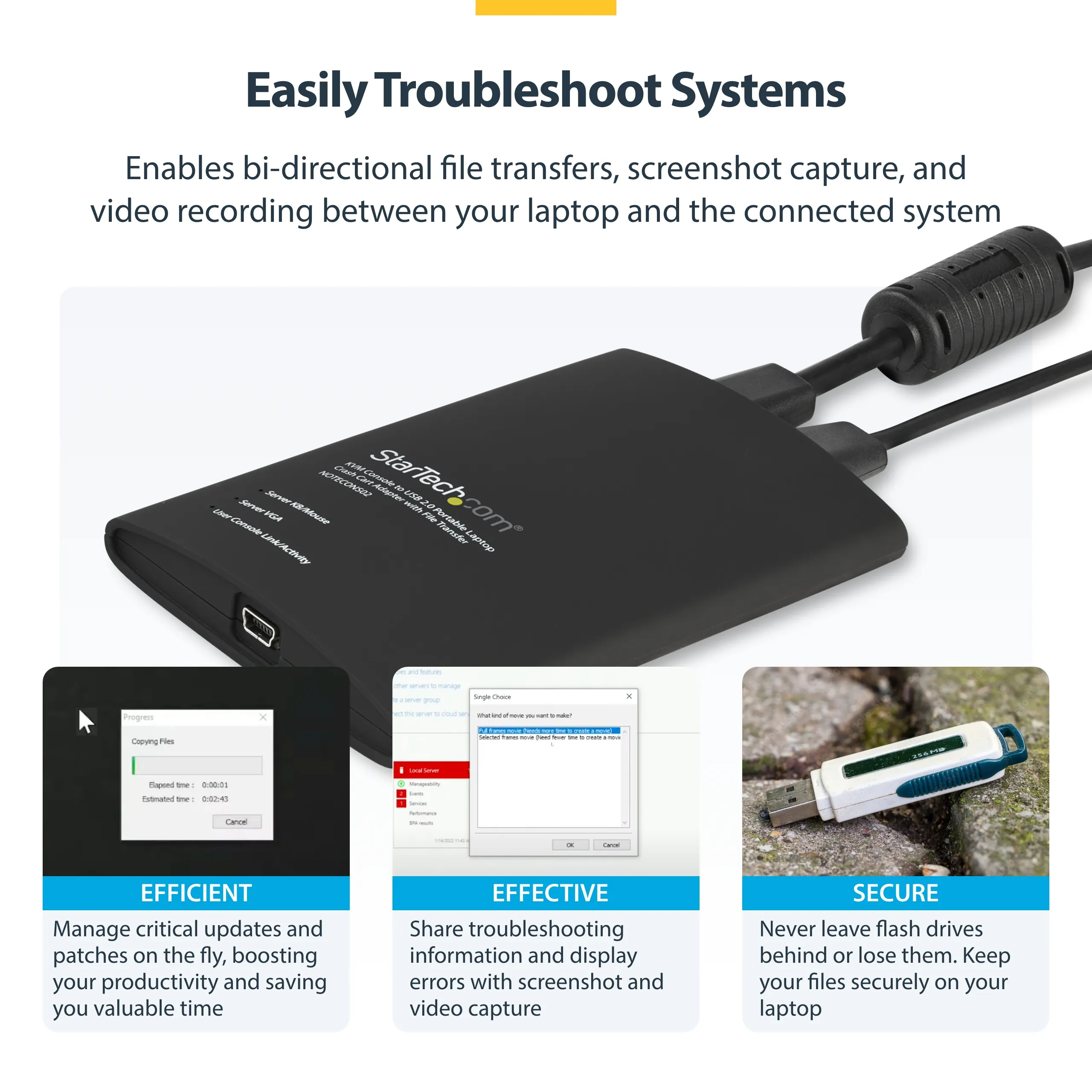 KVM Portable Crash Cart w/File Transfer