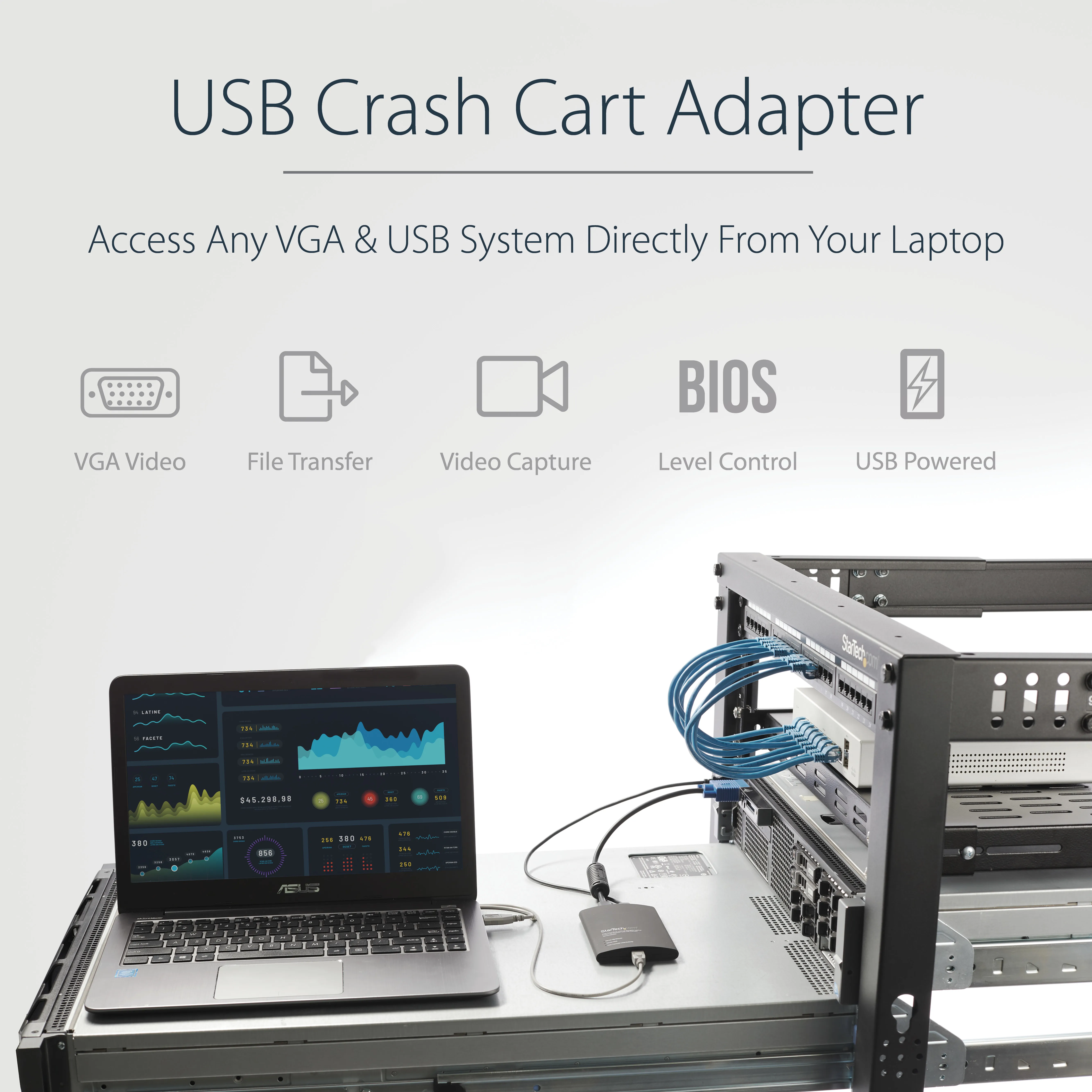 KVM Portable Crash Cart w/File Transfer
