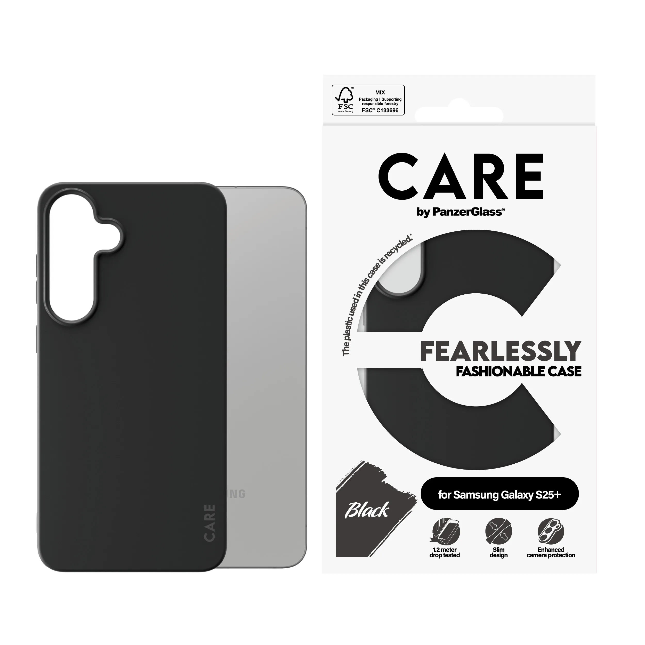 Care by PanzerGlass Galaxy S25+ Fashionable -fodral, Svart