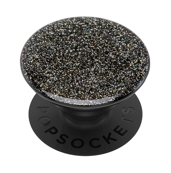 POPSOCKETS Glitter Black Avtagbart Grip med St&auml;llfunktion Premium