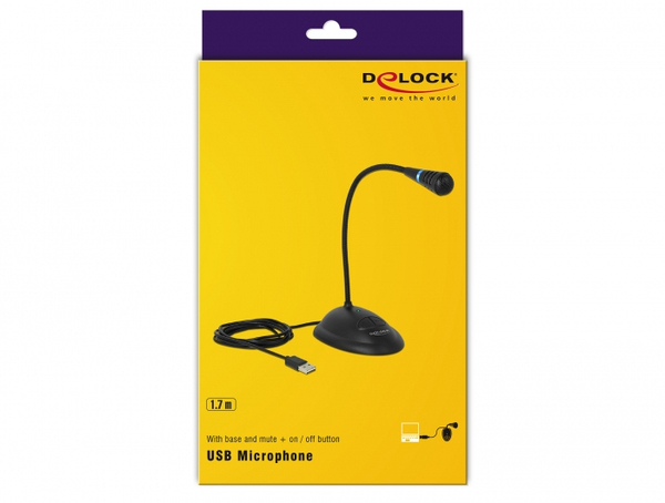 De-lock USB Gooseneck - mikrofon, svart