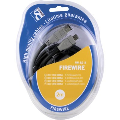 DELTACO Firewire 800 -kaapeli, 9-pin u - 6-pin u, 2m