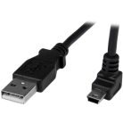 USB-A &ndash; Up Angle Mini USB -kaapeli, 1 m, musta