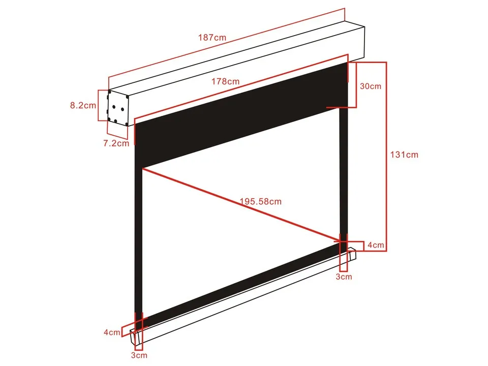 Multibrackets M Motorized Projection Screen Black Edition - Heijastusnäyttö - kattoon asennettava - moottoroitu - 77 tuuma (196 cm) - 16:9 - Matte White - musta
