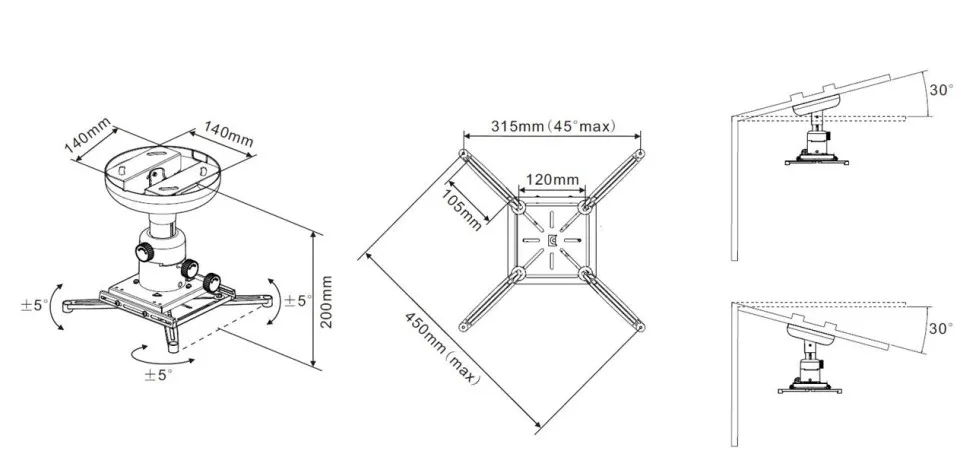 Multibrackets M Universal Ceilingmount - Ceiling mount tuotteelle projektori - valkoinen