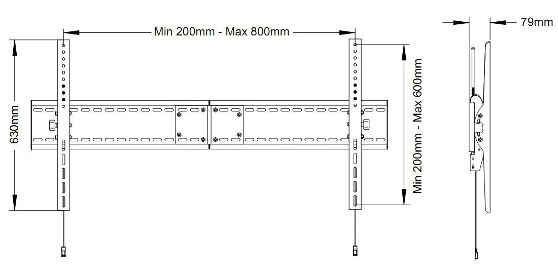 MB Universal Wallmount Tilt HD 800x600 60-110inch 125kg