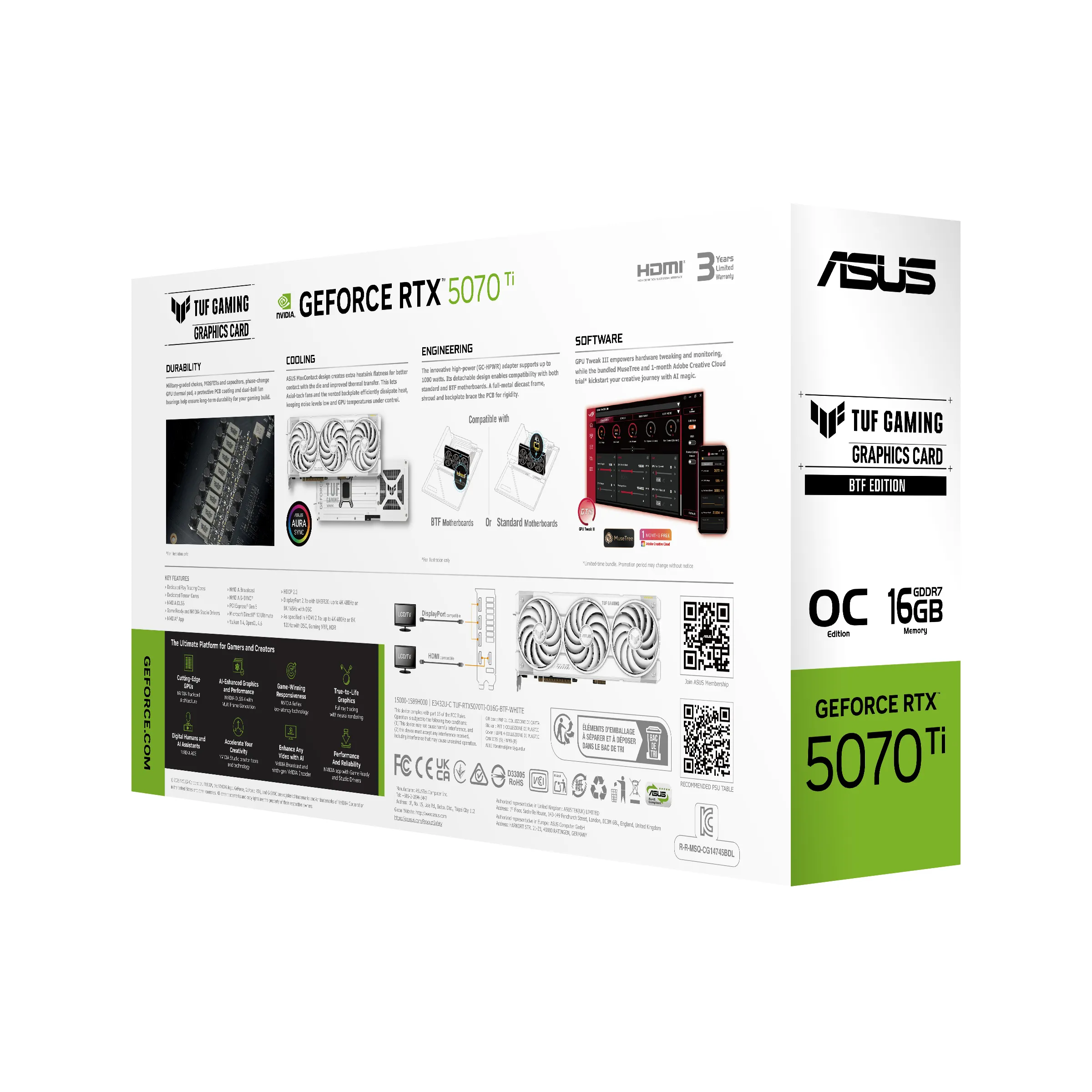 Asus GeForce RTX 5070 Ti TUF OC Gaming White BTF Edition 16GB - Graphics card