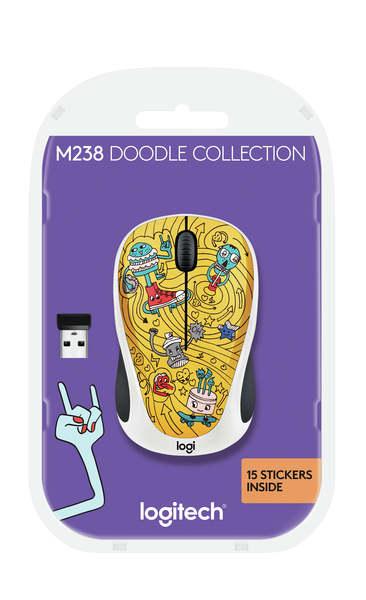 Logitech M238 Doodle Collection - wireless mouse, Go-Go Gold