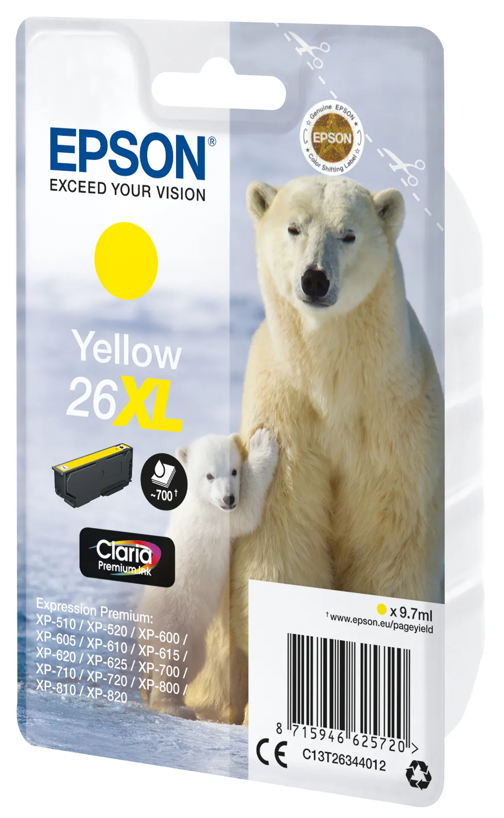 Epson 26 XL ink cartridge, 9.7 ml, Yellow