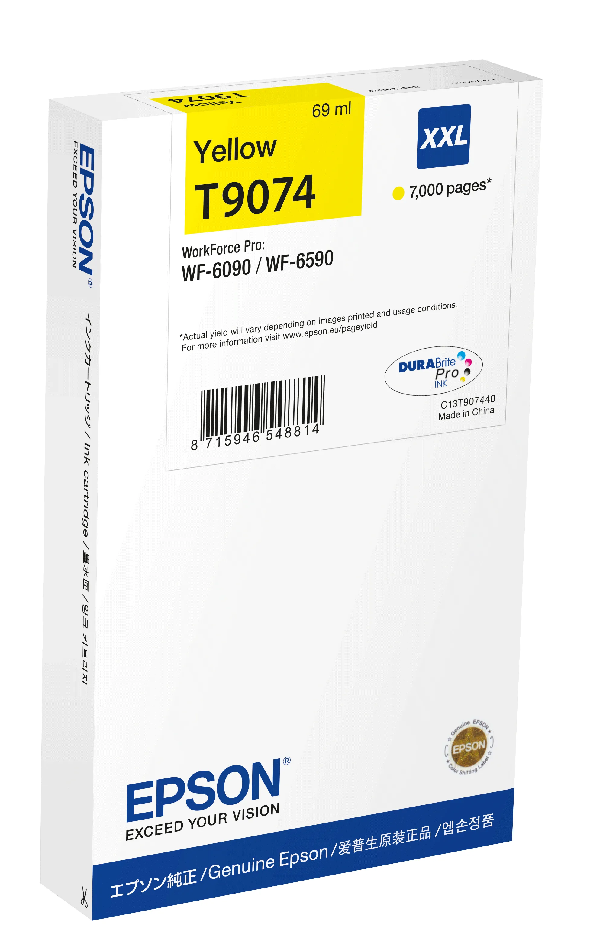 Epson C13T90744N bl&auml;ckpatron, 69 ml, gul