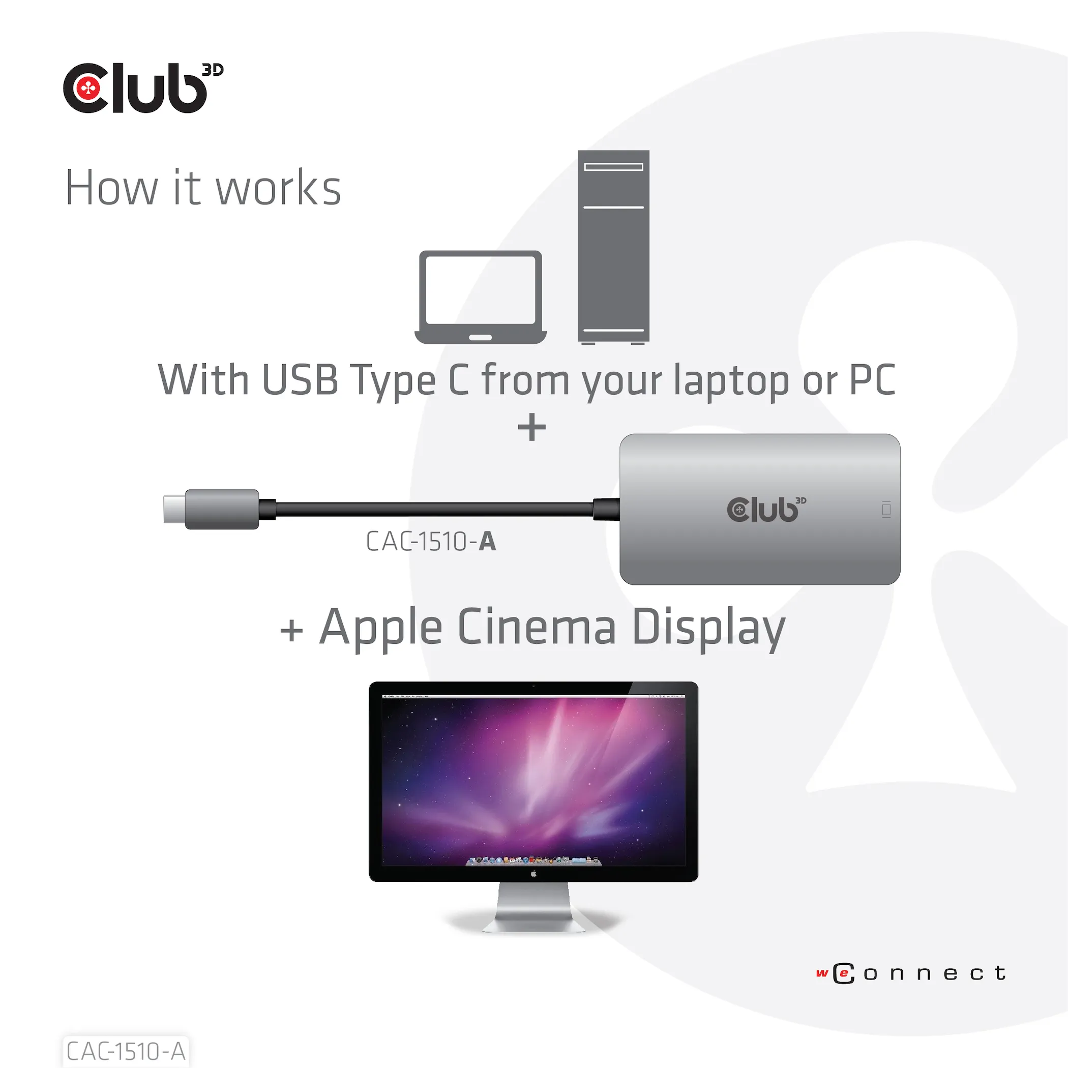 Club 3D 3.2 Gen1 USB-C - Dual Link DVI-D HDCP OFF-version, aktiv - adapter, Gr&aring;