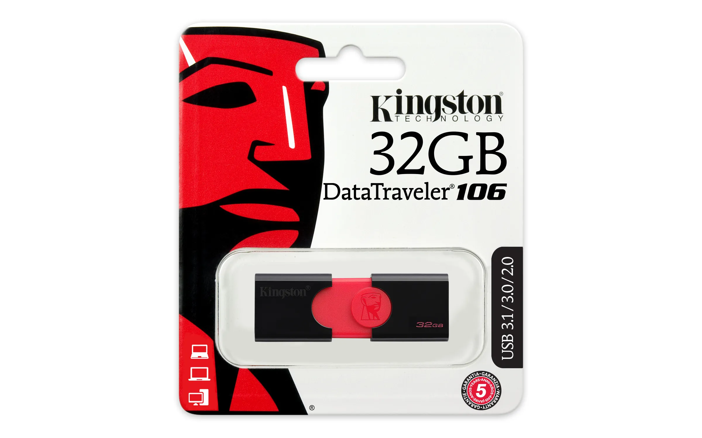 Kingston 32GB DataTraveler 106 USB - memory stick, Black/Red