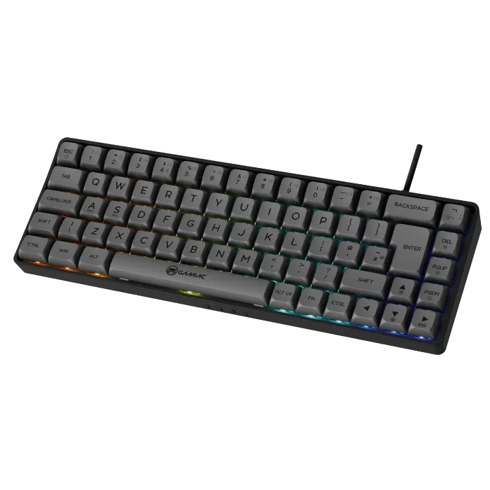 Gamiac TKL69G Kailh Blue - speltangentbord, Svart/Grå