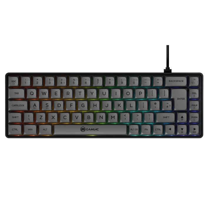 Gamiac TKL69G Kailh Blue - speltangentbord, Svart/Grå