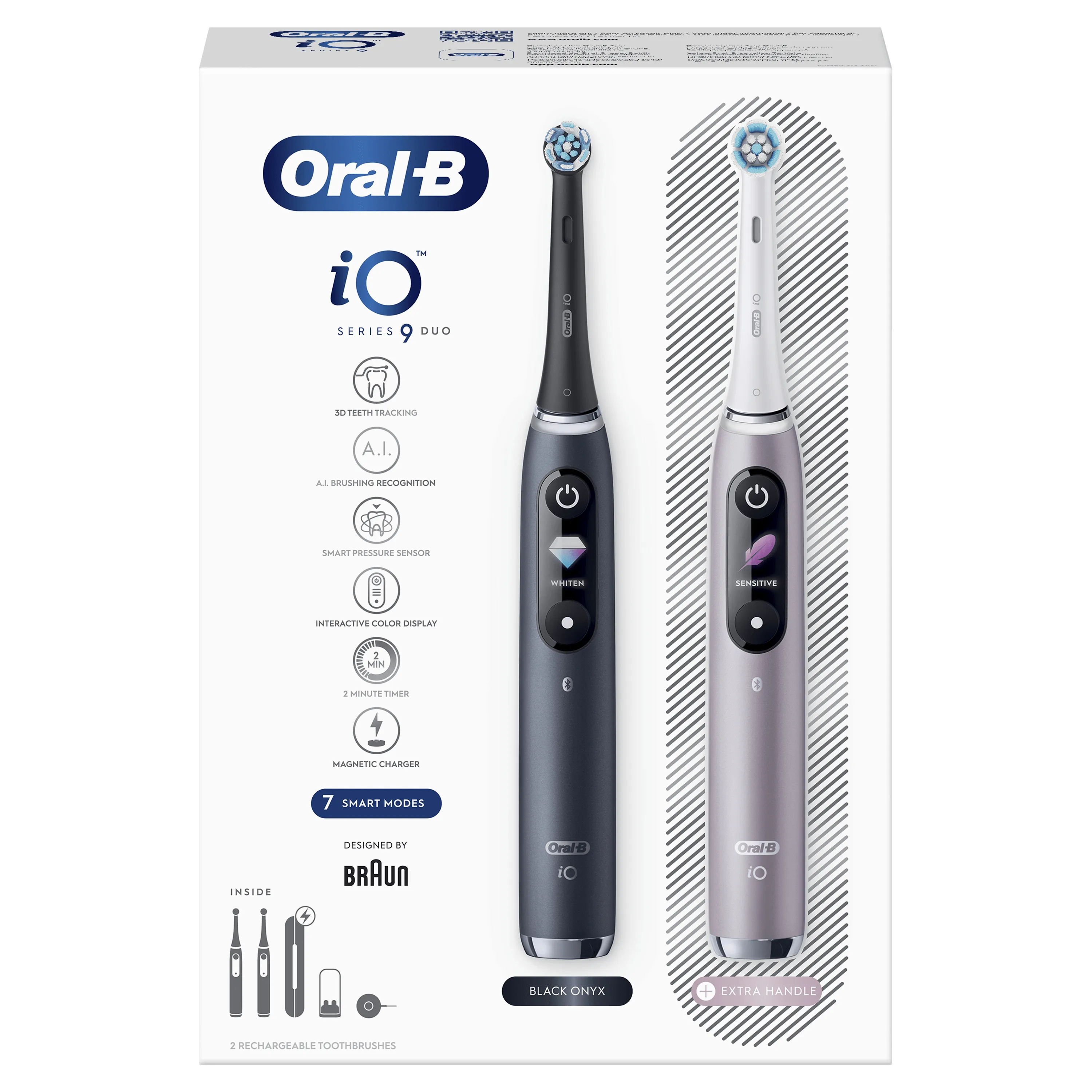 Oral-B iO Series 9 Duo Pack - eltandborste, 2 st, Black Onyx/Rose Quartz