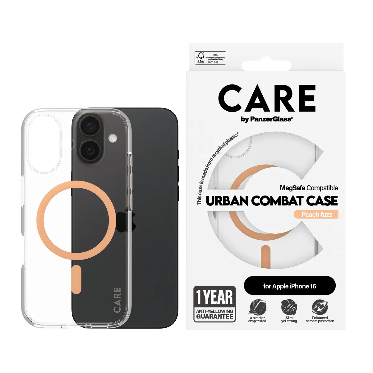 Care by PanzerGlass iPhone 16 MagSafe Urban Combat Case, Peachy
