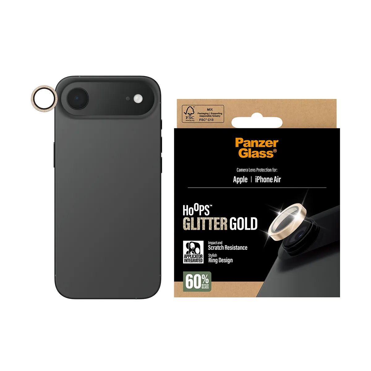 Panzerglass iPhone Air - linsskydd, Guld