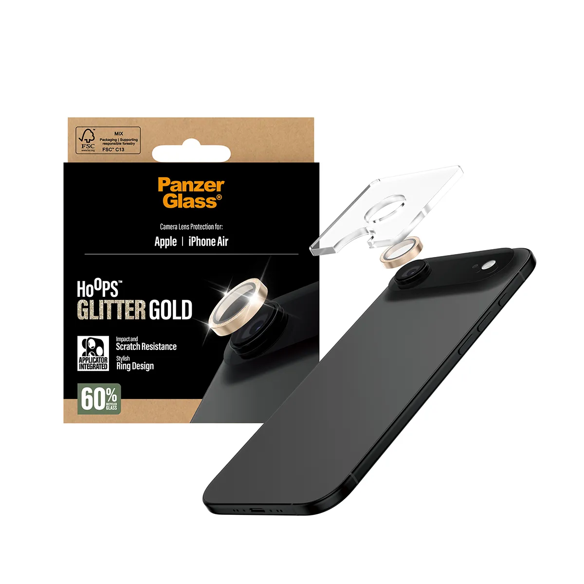 Panzerglass iPhone Air - linsskydd, Guld