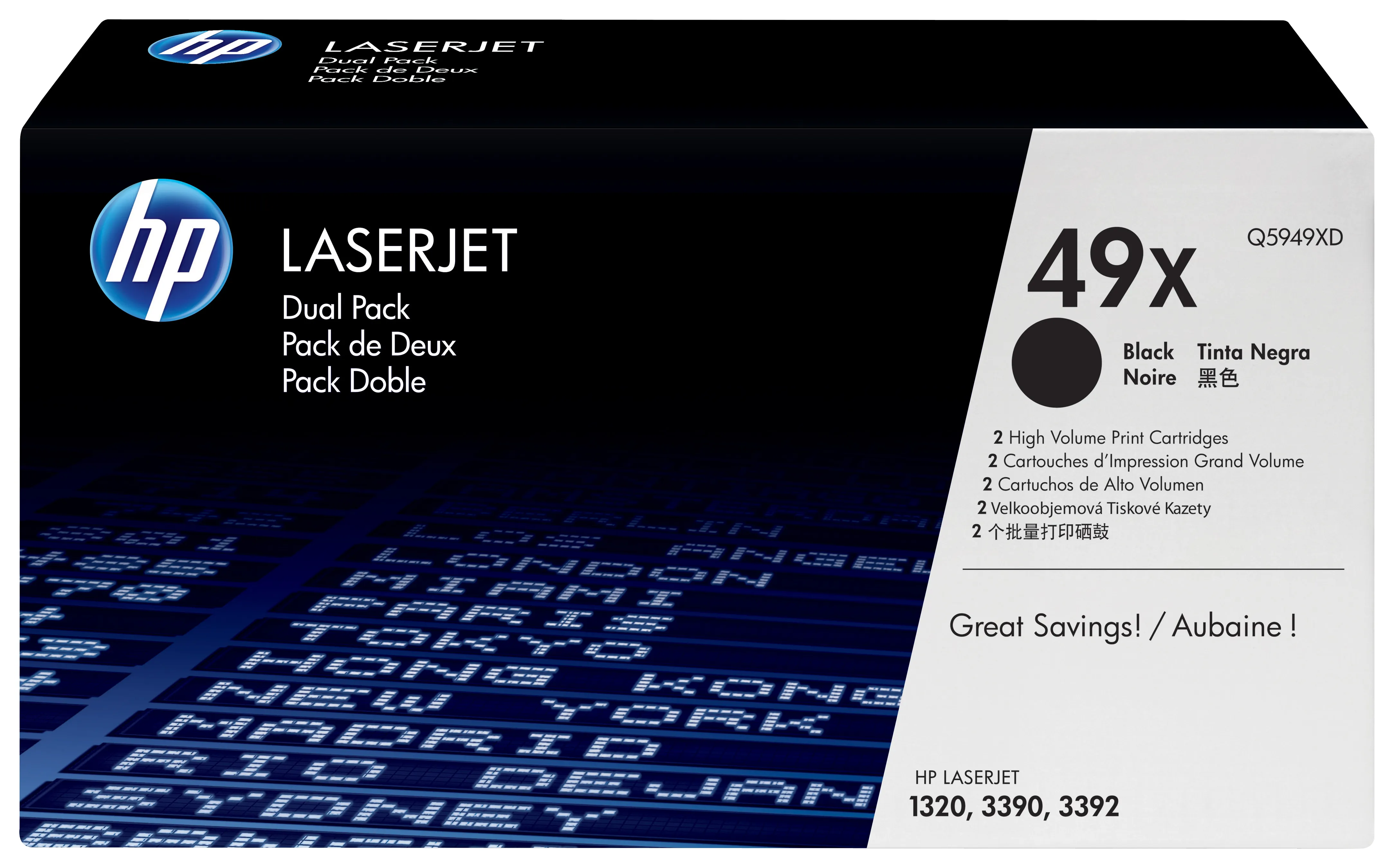 HP LaserJet Q5949XD Dual Pack Black Print Cartridge for LJ 1320/3390aio/3392aio, up to 6,000 p. each