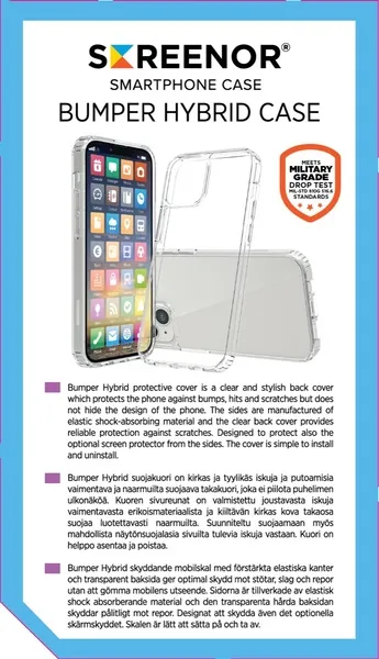 Screenor Bumper, iPhone 16e - fodral, Transparent