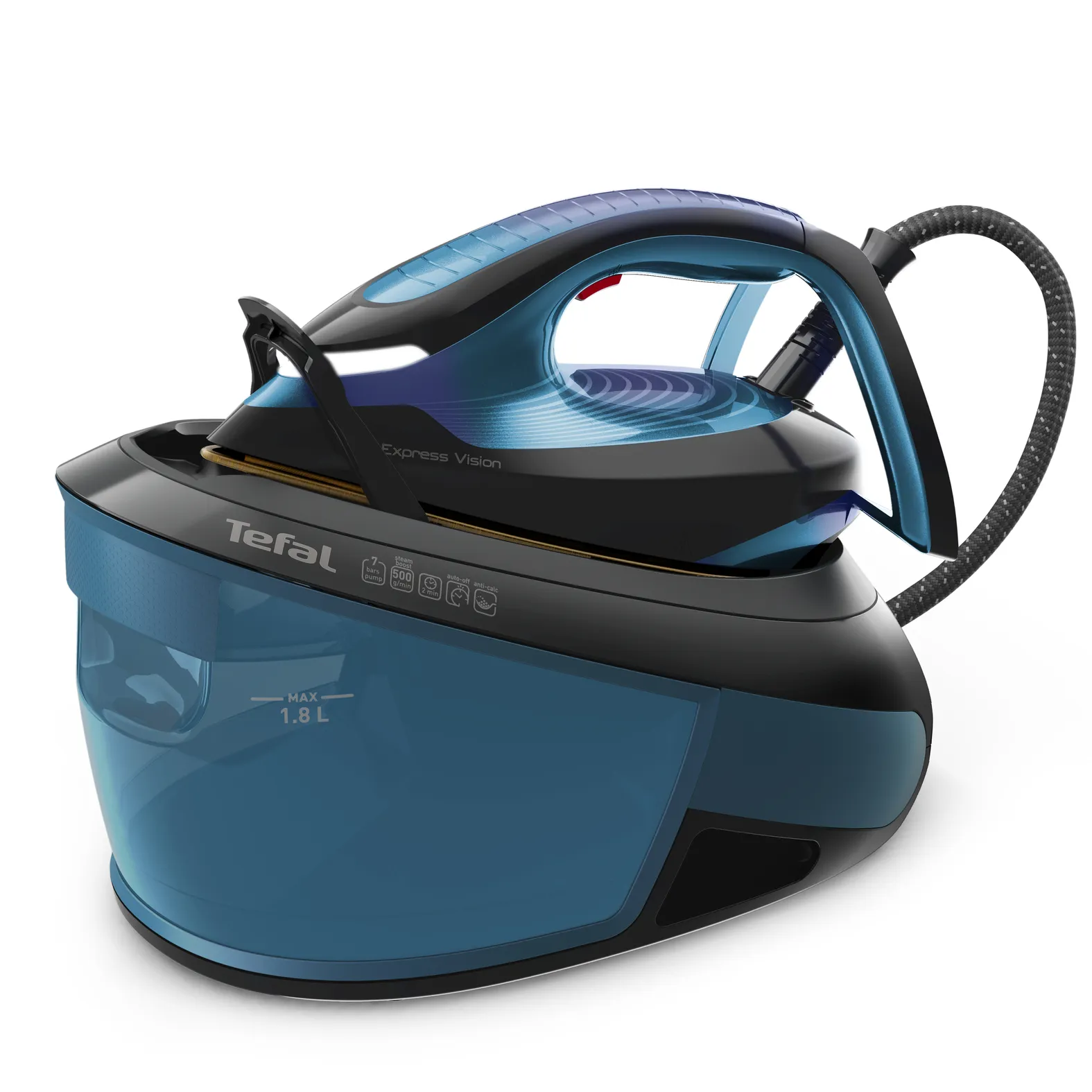 Tefal Express Vision SV8151E0 Steam Generator Iron, 2800W, 7 bar, 1.8L, Blue/Black