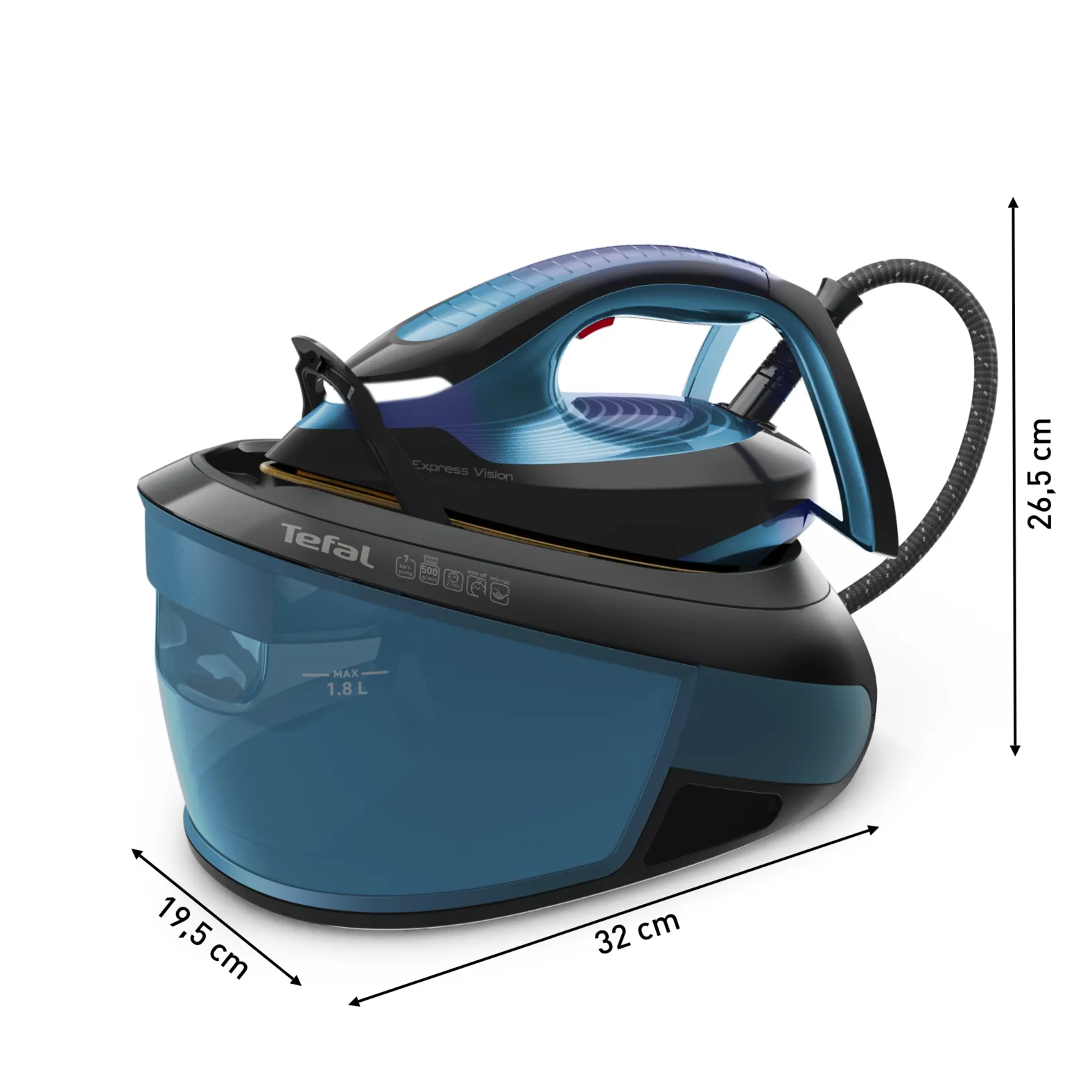 Tefal Express Vision SV8151E0 Steam Generator Iron, 2800W, 7 bar, 1.8L, Blue/Black