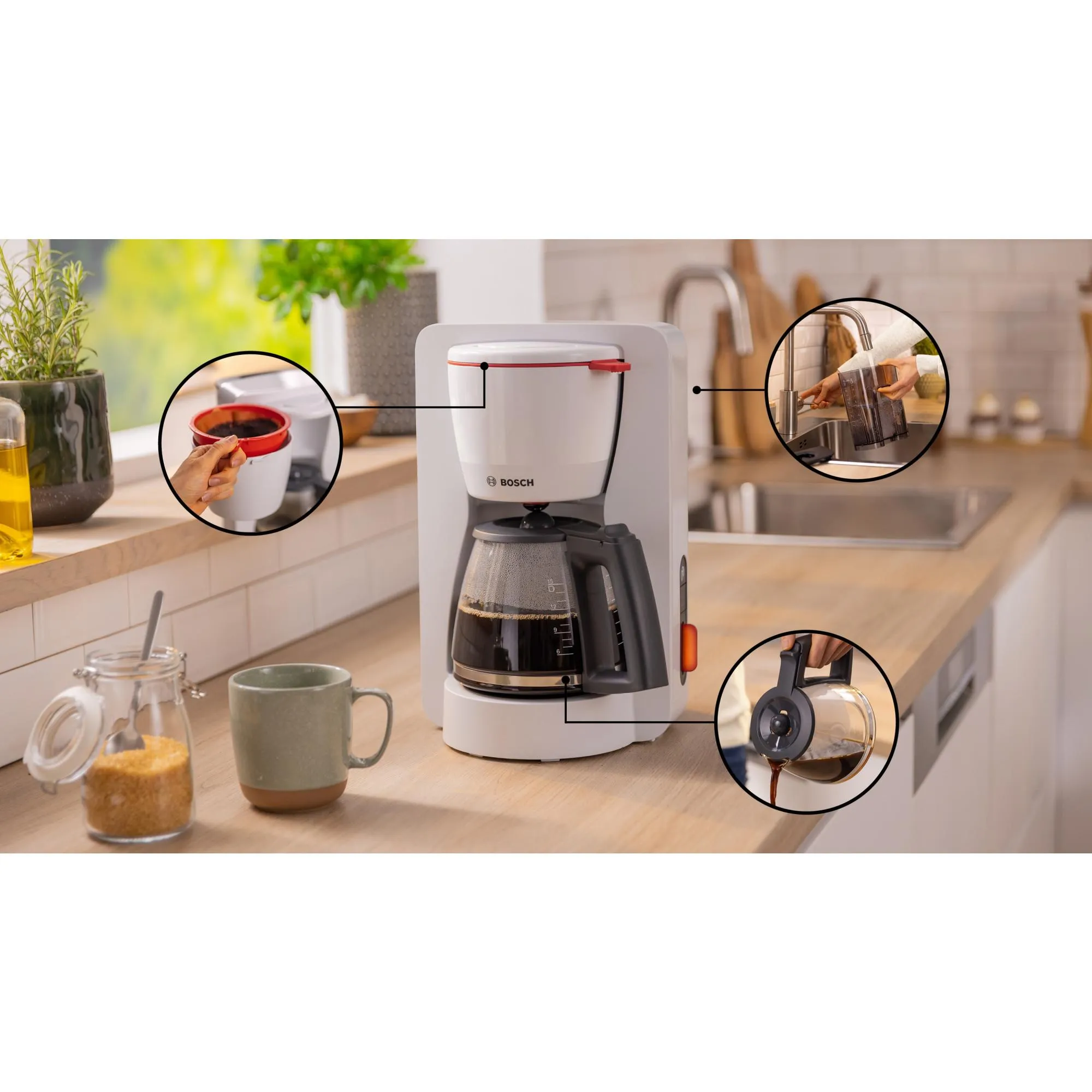 Bosch MyMoment TKA3M131 15 kupin -kahvinkeitin, valkoinen
