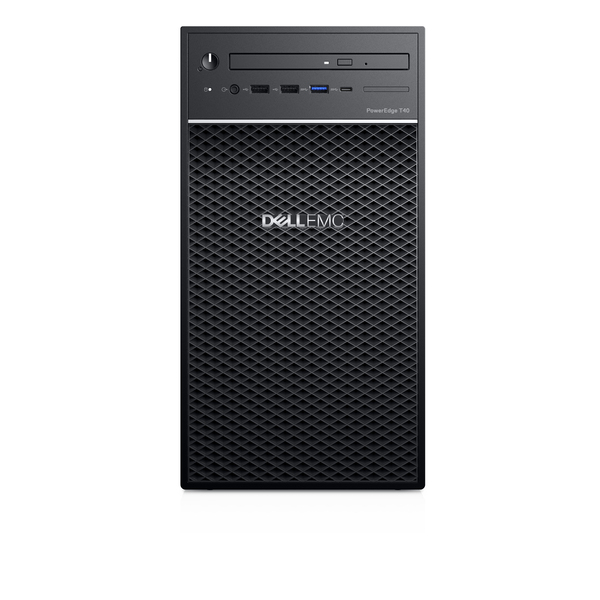 Dell EMC PowerEdge T40 - Palvelin - torni - 1-tie - 1 x Xeon E-2224G / 3.5 GHz - RAM 8 Gt - HDD 1 Tt - DVD-kirjoitin - UHD Graphics P630 - GigE - ei KJ - monito