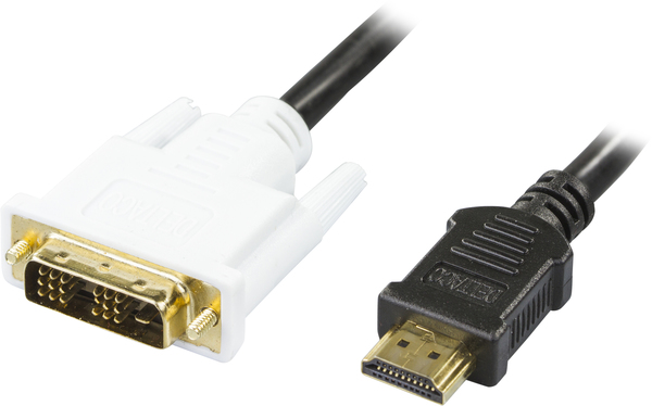 Deltaco HDMI &ndash; DVI-D - cable, 0.5 m, Black/White
