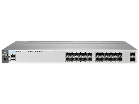 HPE Switch 3800-24SFP-2SFP+ Layer3 Switch - 24x 1 GbE SFP (MiniGbic)  portia + 2x 1GbE/10GbE SFP+ porttia. 1x pinoamismoduli paikka.  Sis&auml;lt&auml;&auml; 1 x J9581A 400 W