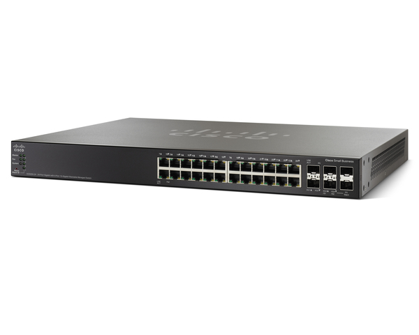 Cisco Small Business SG500X-24 - Kytkin - L3 - Hallinnoitu - 24 x 10/100/1000 + 4 x 10 Gigabit SFP+ - r&auml;kkiin asennettava