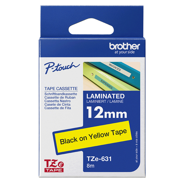 BROTHER TZ631 12 BLACK ON YELLOW