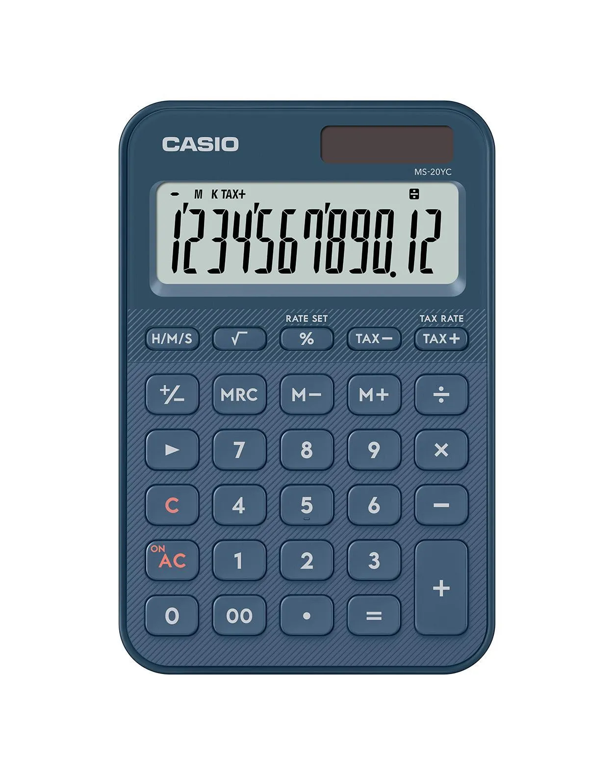 Casio MS-20YC -p&ouml;yt&auml;laskin, 12 numeroa, tummansininen