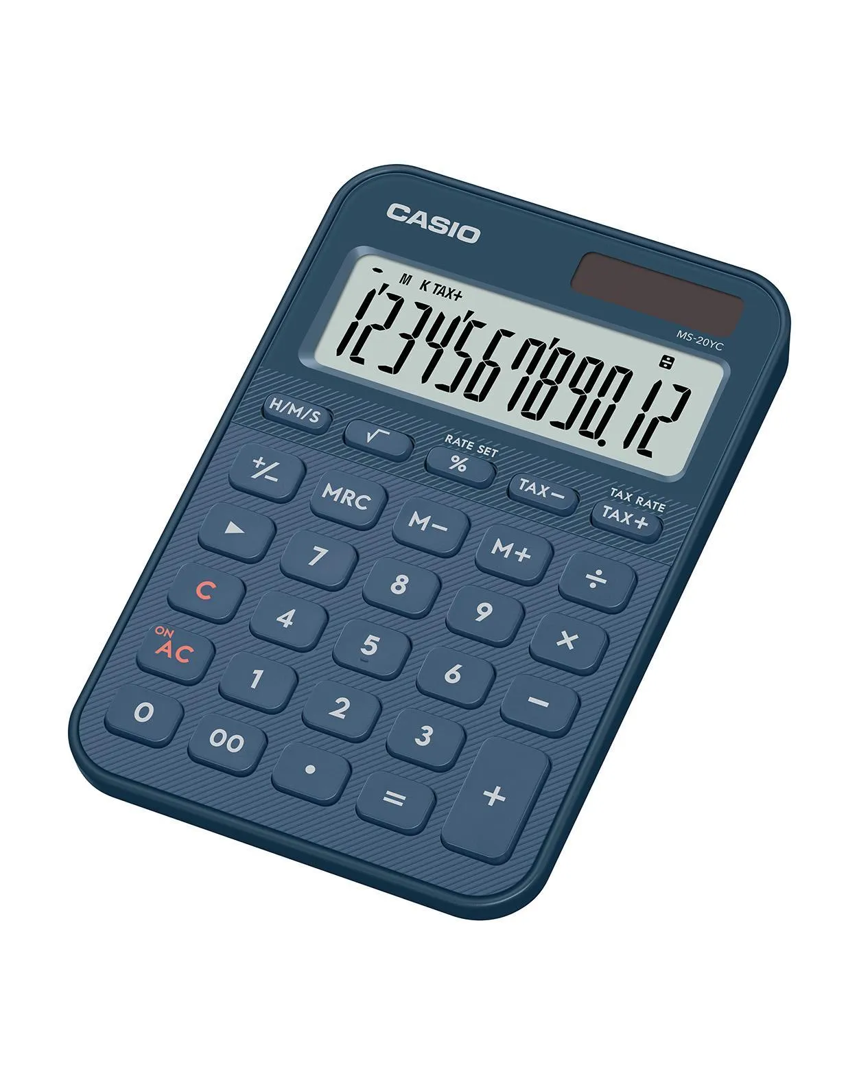 Casio MS-20YC -p&ouml;yt&auml;laskin, 12 numeroa, tummansininen