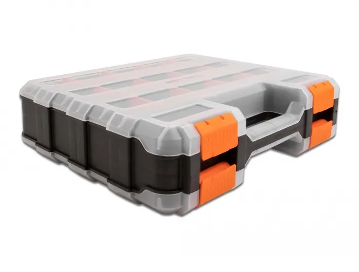 Delock Sorting box with 34 compartments 320 x 270 x 80 mm orange / bla