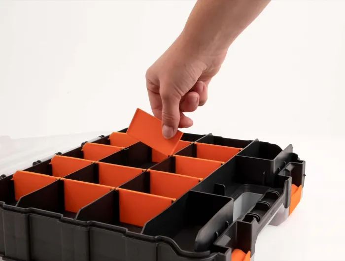 Delock Sorting box with 34 compartments 320 x 270 x 80 mm orange / bla