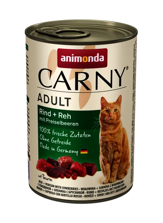 Animonda Carny Adult Beef, Venison and Cowberries, Wet food for cats, Grain Free, 400g